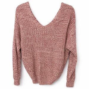 Melrose and Market Open Tie Back Knit Sweater in Rose XXL